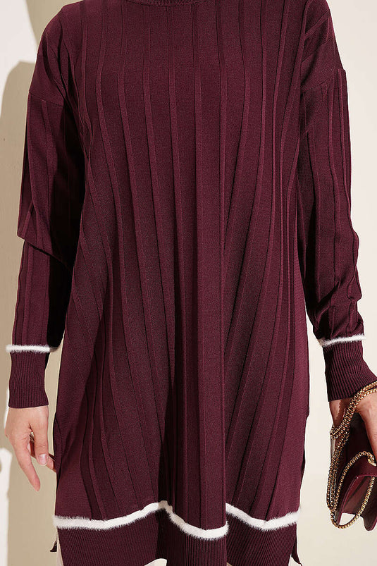 Mauve Mercerized Tunika Mit Bart-Detail