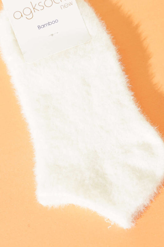 Sakallı Kadın Patik Çorap Ekru