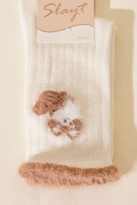 Sakallı Kadın Soket Çorap Ekru
