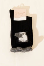 Chaussette courte femme à poils noirs
