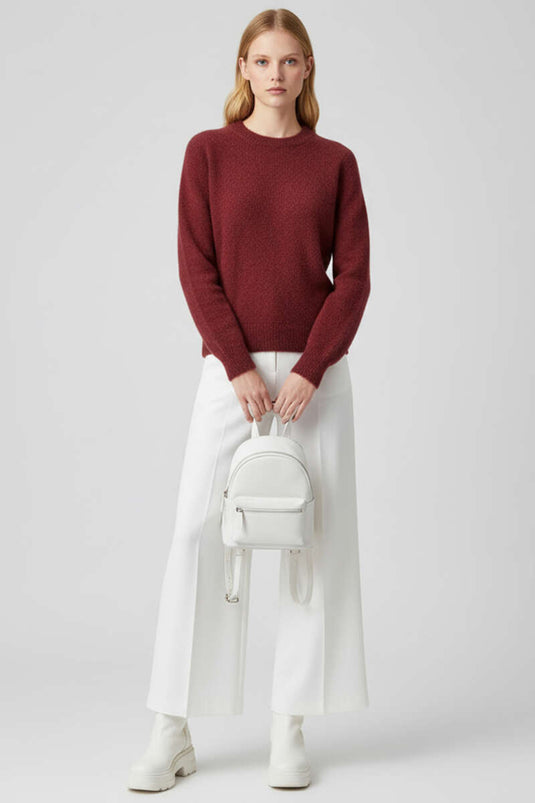 Strickpullover mit Bartmotiv, Burgunderrot