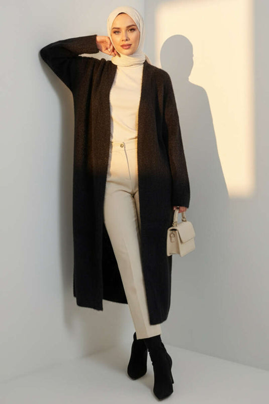 Sakallı Uzun Kollu Hırka Siyah