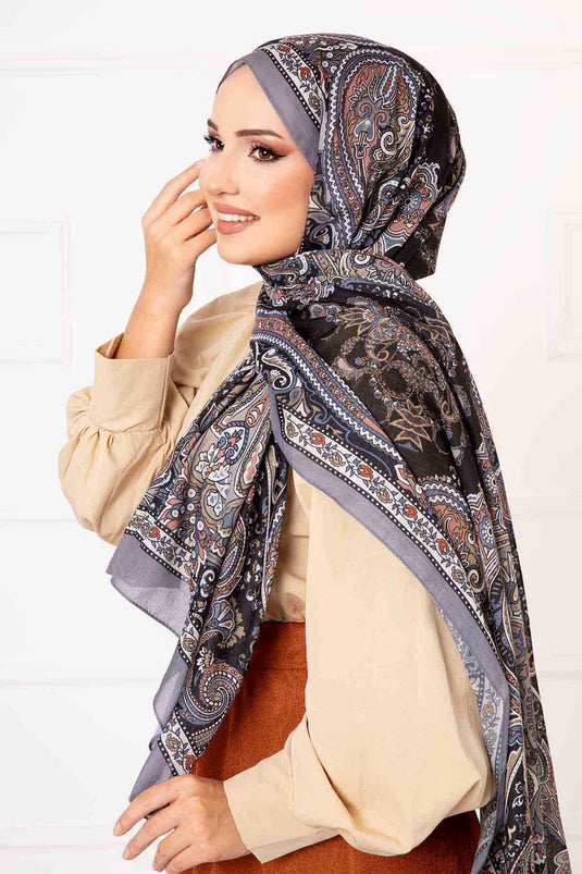 Cotton Scarf with Shawl Pattern -11