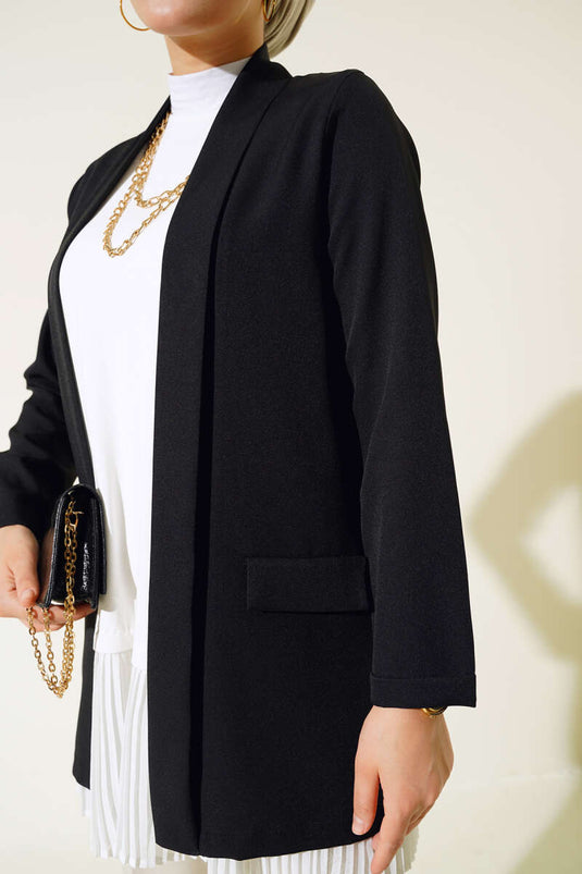 Shawl Collar Basic Jacket Black