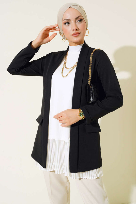 Shawl Collar Basic Jacket Black