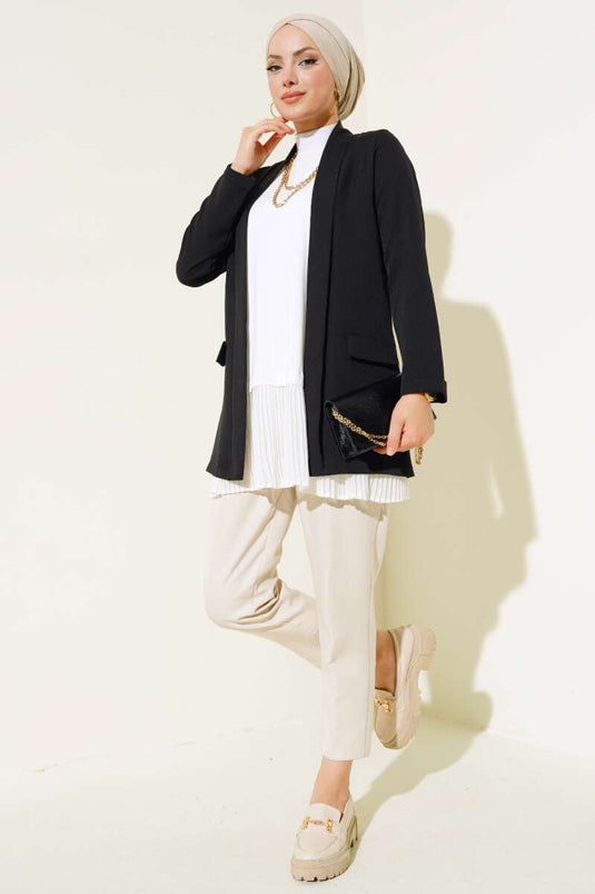 Shawl Collar Basic Jacket Black