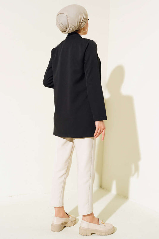 Shawl Collar Basic Jacket Black