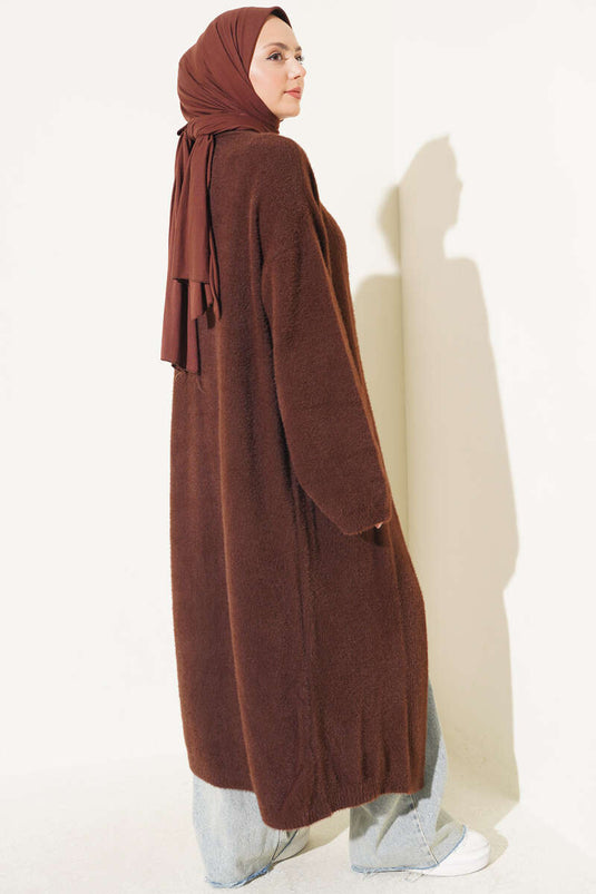 Bruine Shawl Kraag Met Zakken Vest