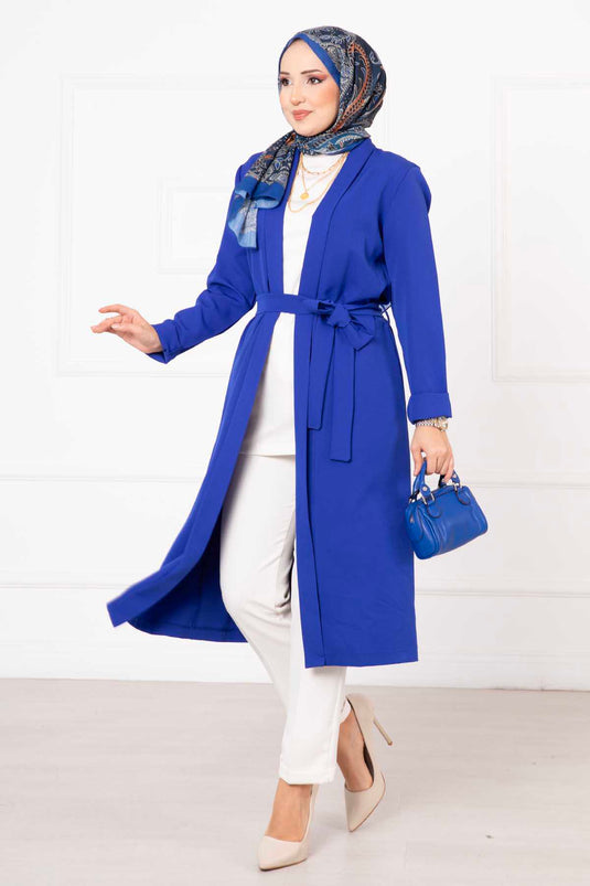 Shawl Collar Hijab Kimono Royal Blue