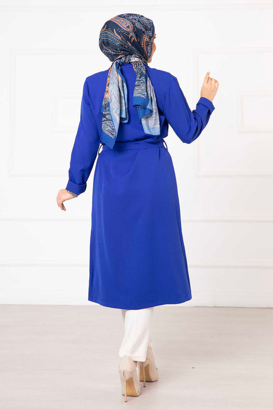 Shawl Collar Hijab Kimono Royal Blue