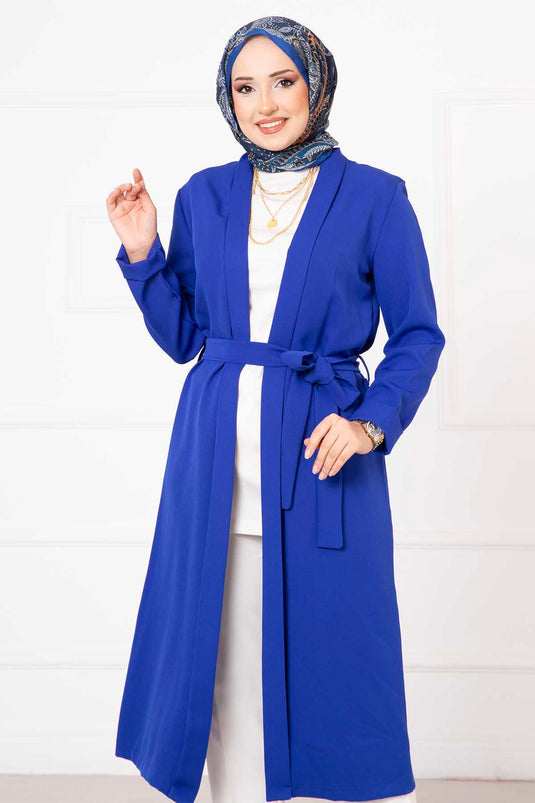 Shawl Collar Hijab Kimono Royal Blue