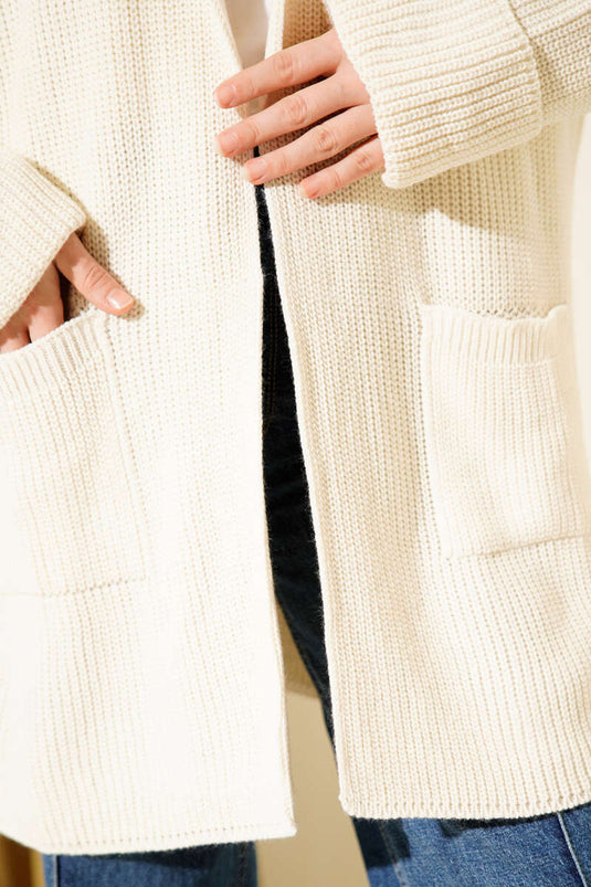 Gilet En Maille Beige À Col Châle