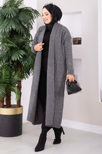 Gilet En Maille Long À Col Châle En Anthracite