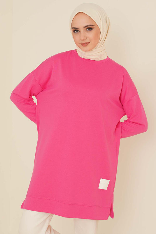Loose Embroidered Tunic Fuchsia