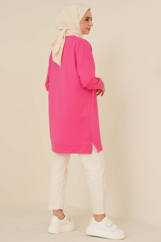 Tunique ample brodée fuchsia