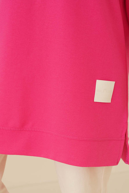 Loose Embroidered Tunic Fuchsia