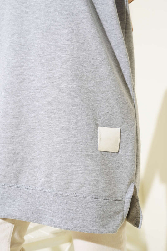 Casual Embroidered Tunic Gray