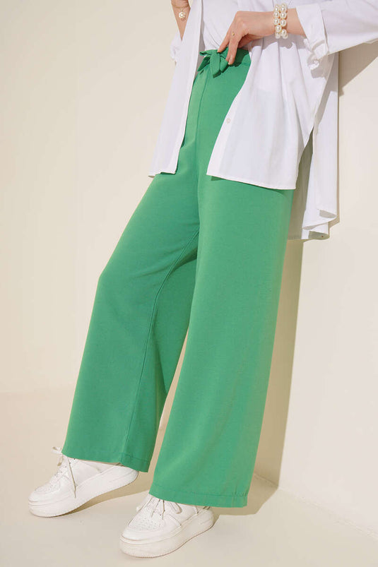 Loose Waist Tie-String Linen Pants Benetton