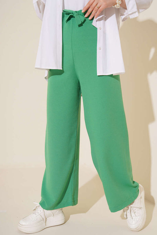 Loose Waist Tie-String Linen Pants Benetton