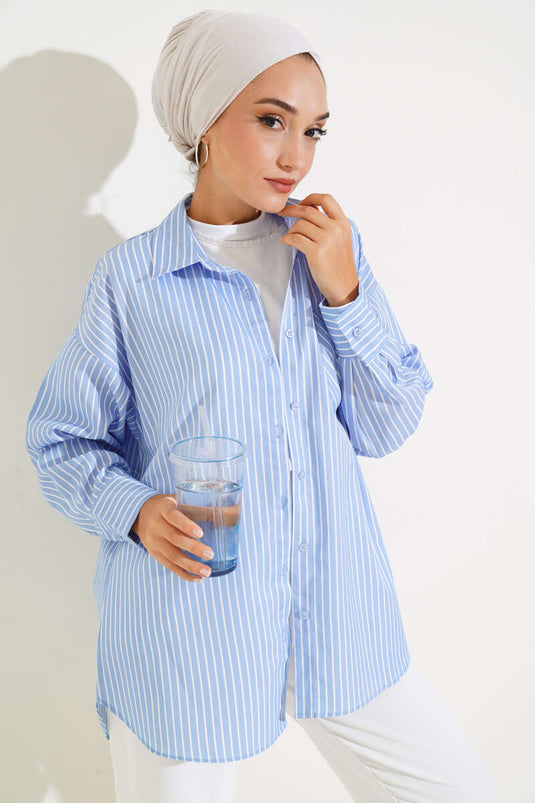 Camisa informal de rayas azules