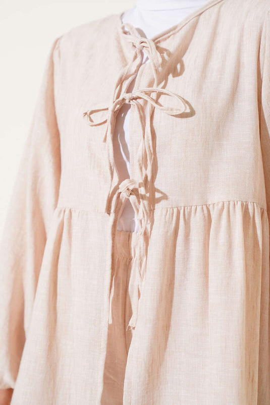 Salaş İp Bağlamalı İkili Takım Bej