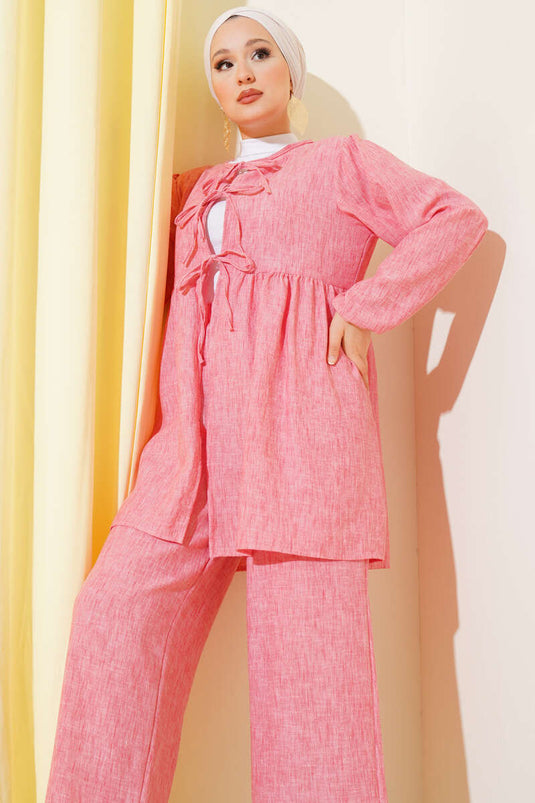 Salaş İp Bağlamalı İkili Takım Pembe