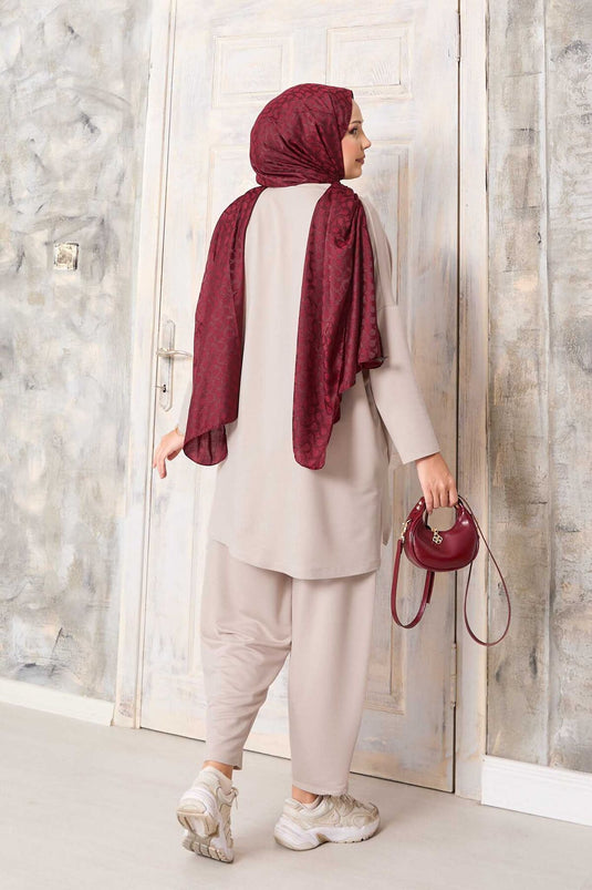 Beige Loose-Fit Salwar Pants Set