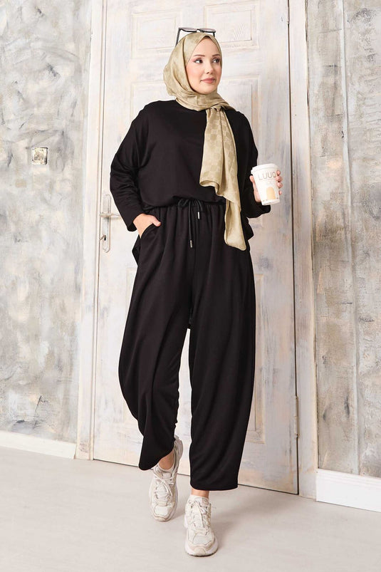 Black Loose-Fit Salwar Pants Set