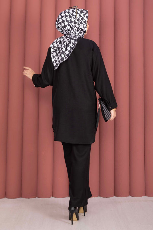 Ensemble deux pièces tunique ample et pantalon noir