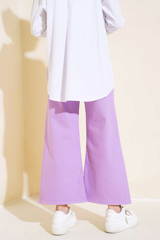 Pantalon Droit Court Décontracté Lilas