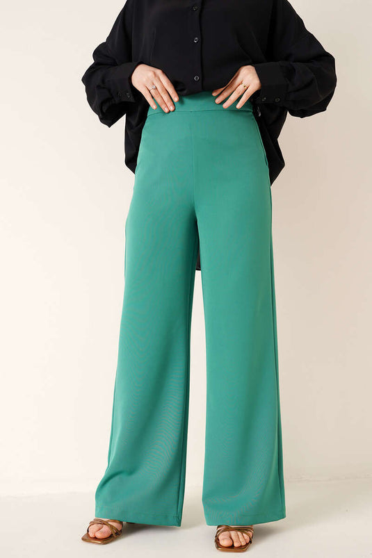 Pantalon Ample Tissu Vert