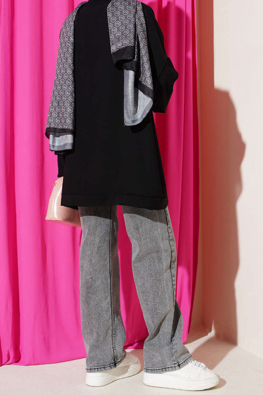Relaxed Fit Stretch Denim Pants Gray