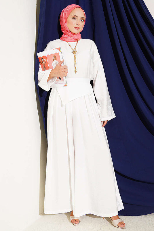 Ensemble Deux Pièces Décontracté Avec Pantalon Écru