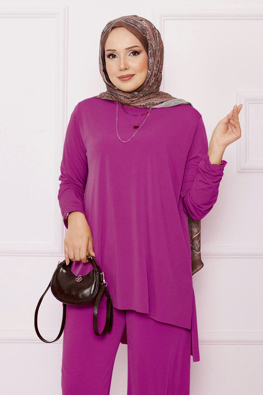 Casual Fit Two-Piece Sandy Suit Fuchsia