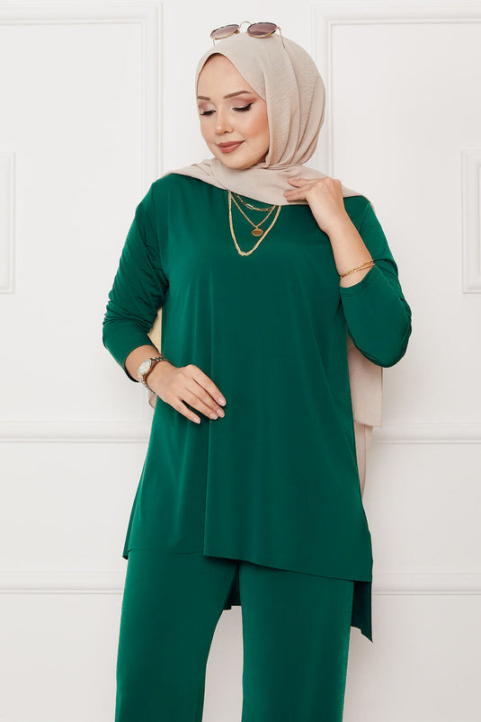 Casual Fit Two-Piece Sandy Set Green