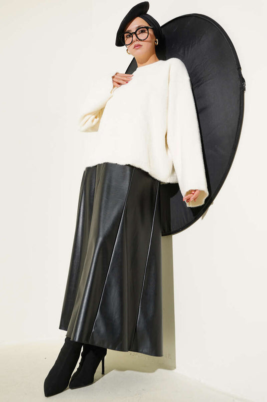 سترة محبوكة أساسية بلحية غير رسمية بلون بيج فاتح