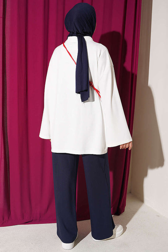 Loose Split Detail Lace Tunic Ecru