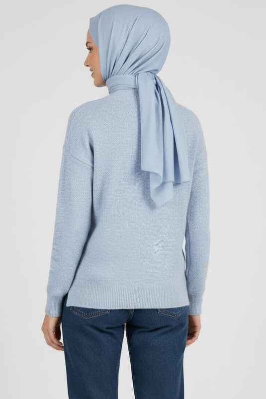 Pull ample en maille duveteuse, bleu.