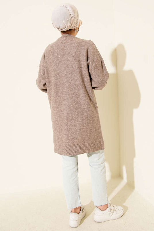 Cluster Embossed Soft Knitwear Tunic Mink