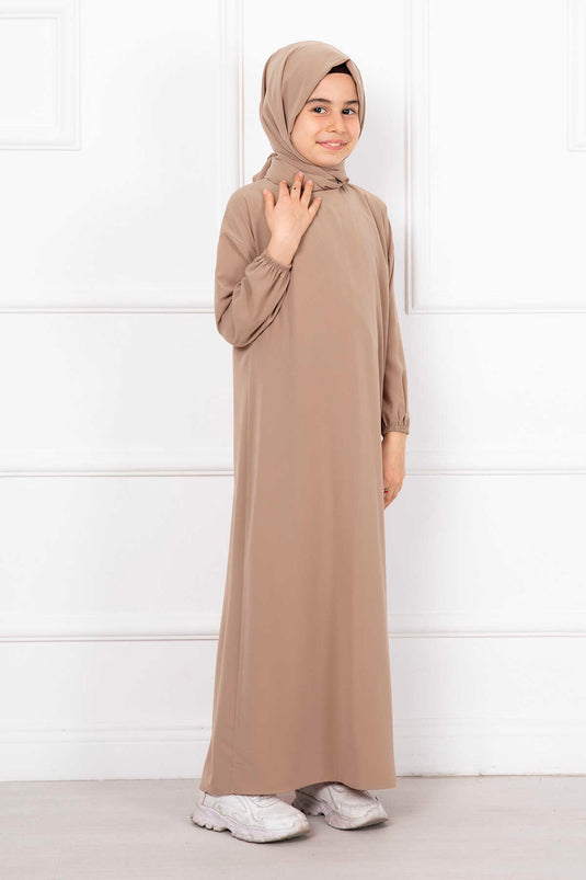 Robe de prière pour enfants châle hijab beige