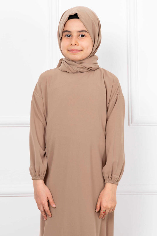 Robe de prière pour enfants châle hijab beige