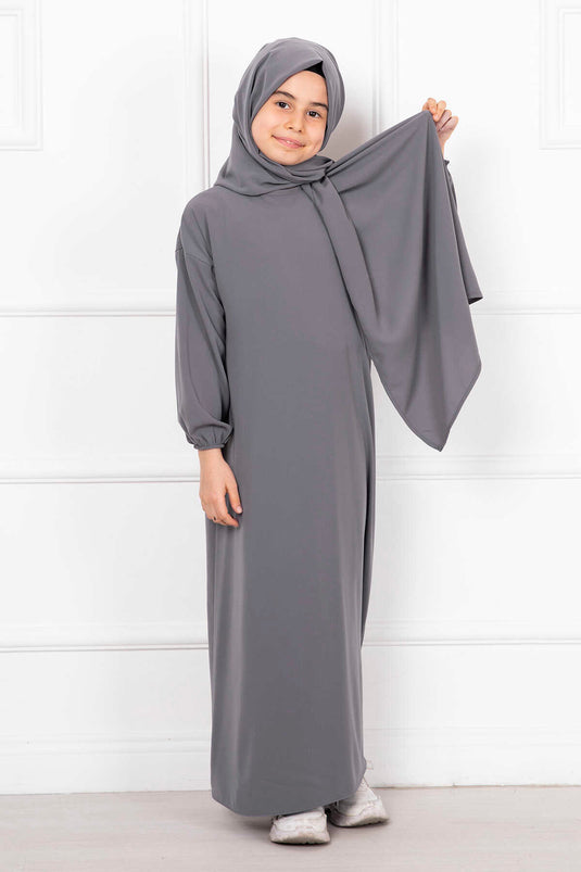 Robe de prière pour enfants châle hijab fumé