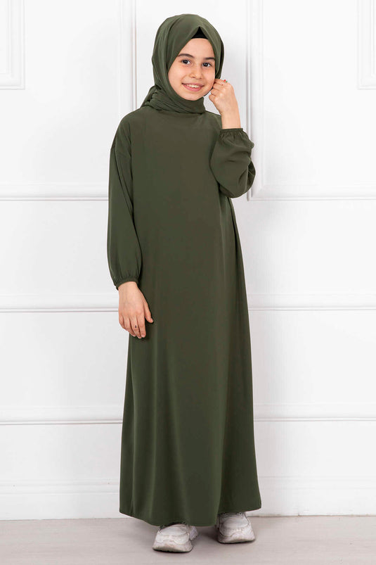 Robe de prière pour enfants châle hijab kaki