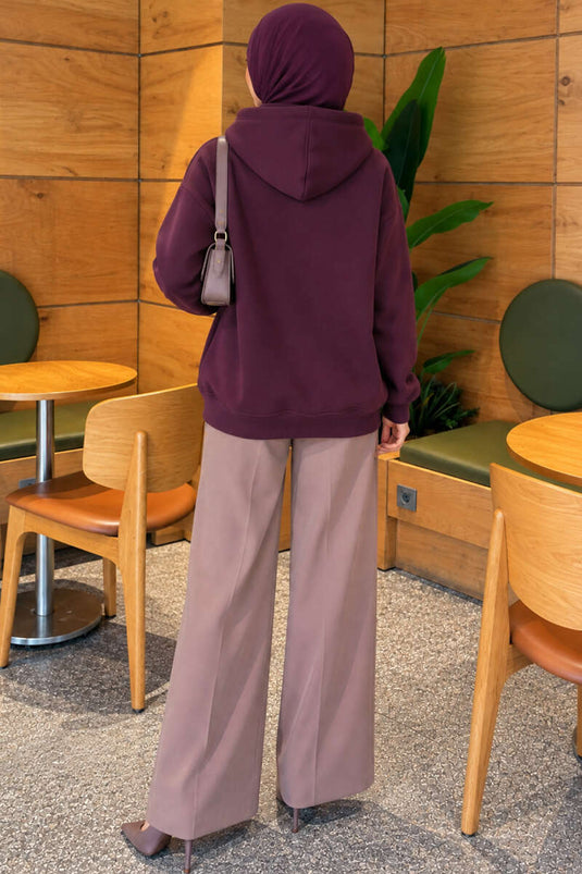 Samtbesetzter Reißverschluss-Cardigan In Mauve