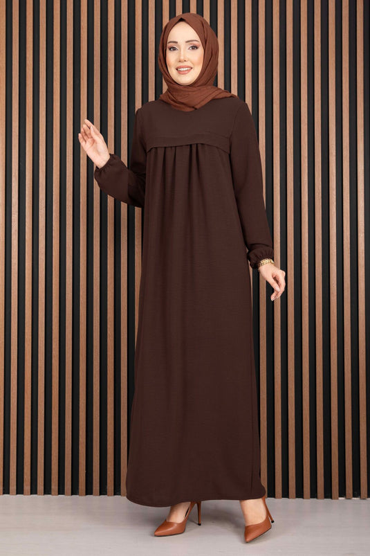 Robe voilée avec détails Sare Marron