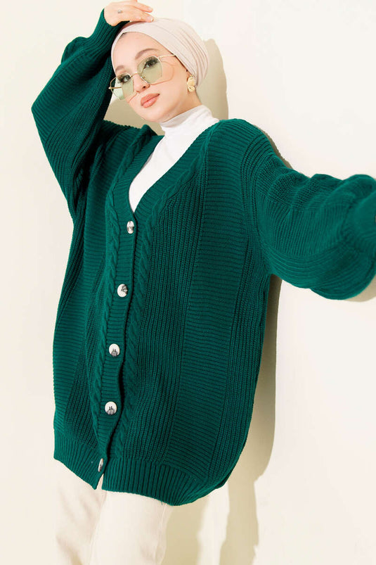 Sarmal Desen Detaylı Triko Hırka Nefti