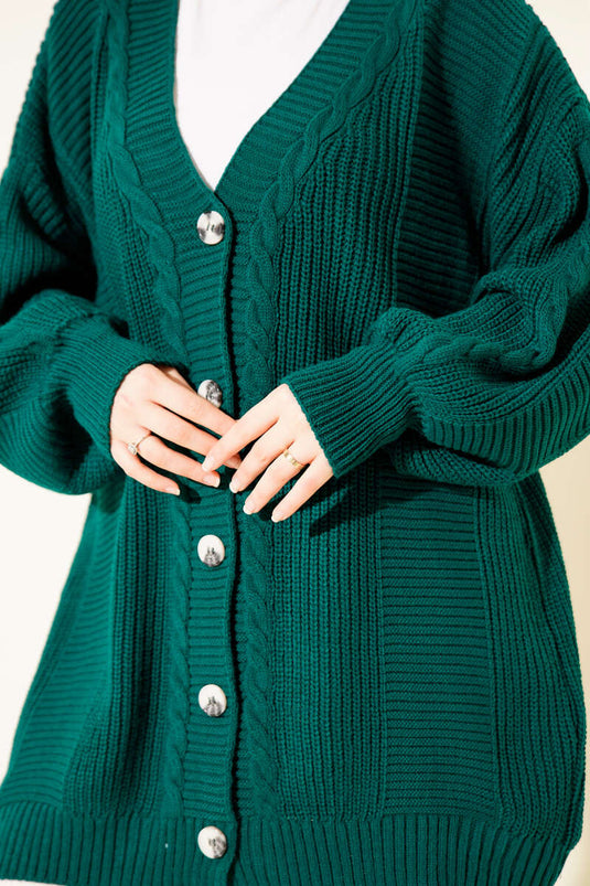 Sarmal Desen Detaylı Triko Hırka Nefti