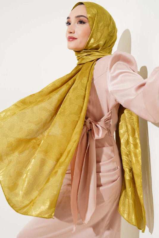 Sarmal Desen Jakar Melisa Şal Yağ Yeşili -44