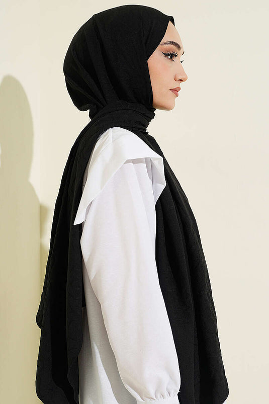 Sarmal Pattern Cotton Shawl Black