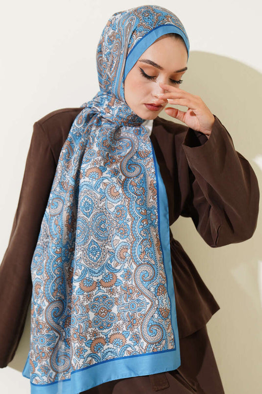 Spiral Ethnic Shawl Soft Blue